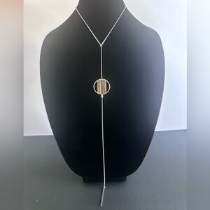 Jenny Bird Rhine lariat silver necklace Tigers eye New